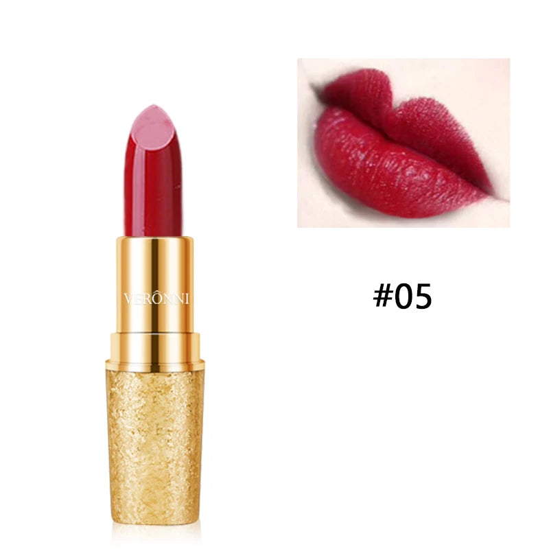 17 Colors Gold Tube Lipstick Moisturizing Velvet Matte Bullet Qme 05