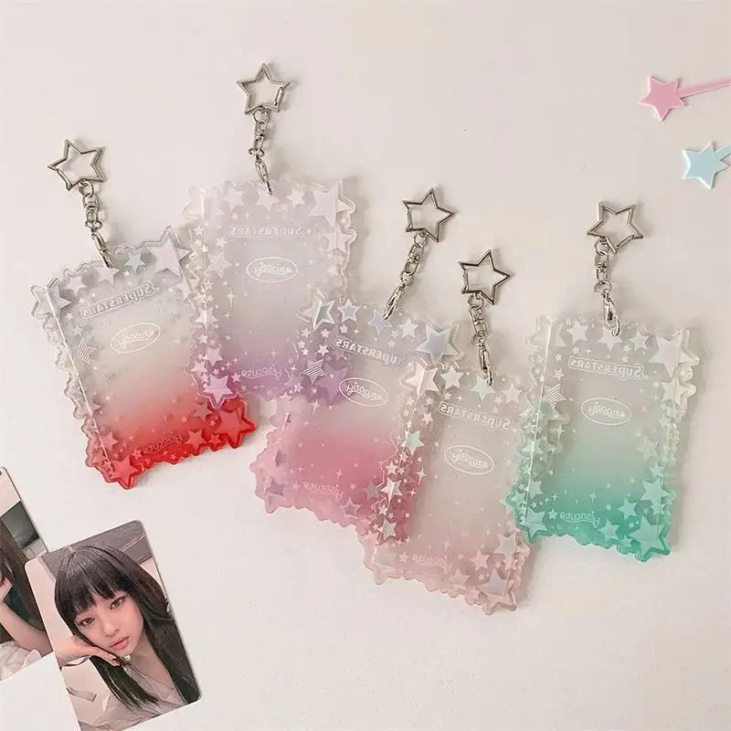 Cute Star Gradient Photocard Holder PVC Girl Card Idol Photo Display Qme