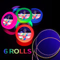 6-Pack Neon Fluorescent Tape Set 6 Vibrant Colors Uv Reactive For Black Light Parties & Crafts Qme 6rolls