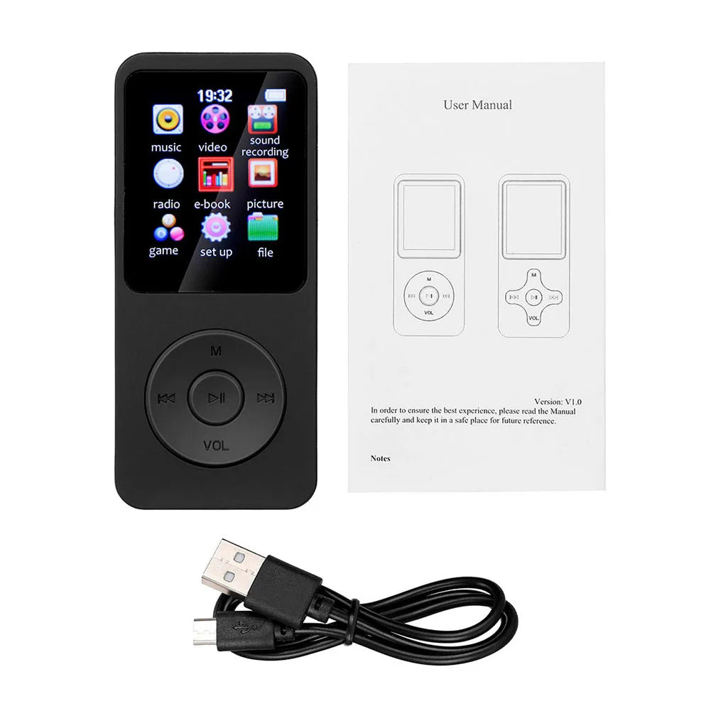 MP3 MP4 Player Music Player 1.8in Color Screen Bluetooth-Compatible5.0 Music Stereo Player with E-book/FM Radio/Recording Qme