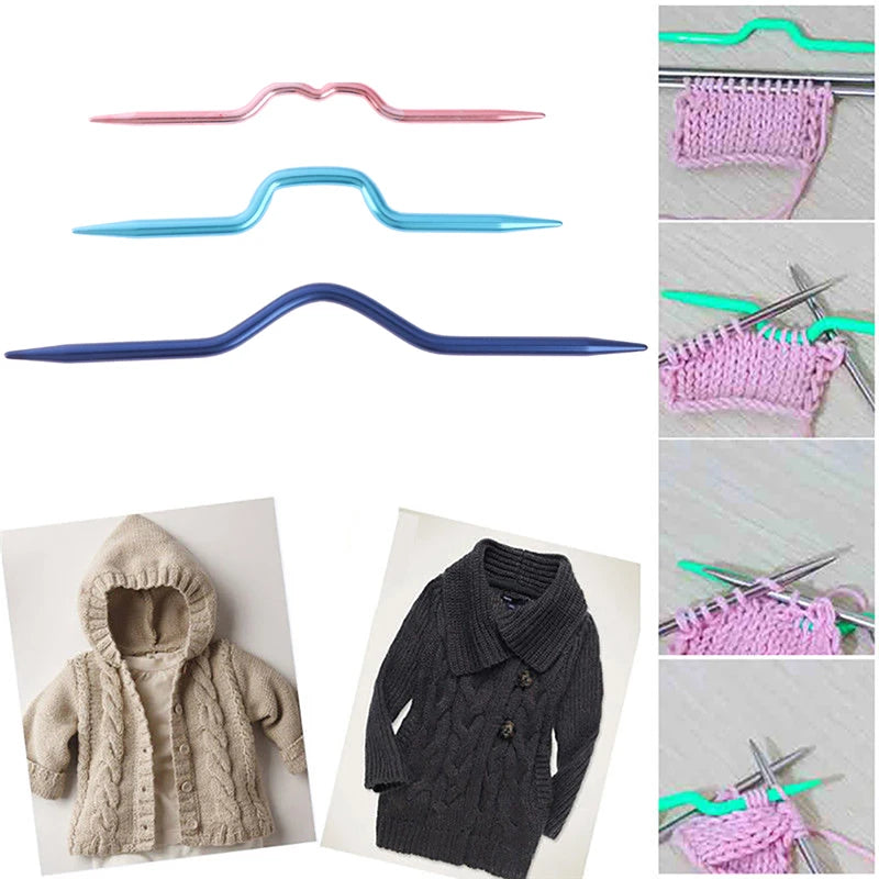 3Pcs/lot Curved Crochet Hooks Aluminum Knitting Needles Pins For Scarf Sweater Twist Weaving Sewing Stitch Knit Tools Qme