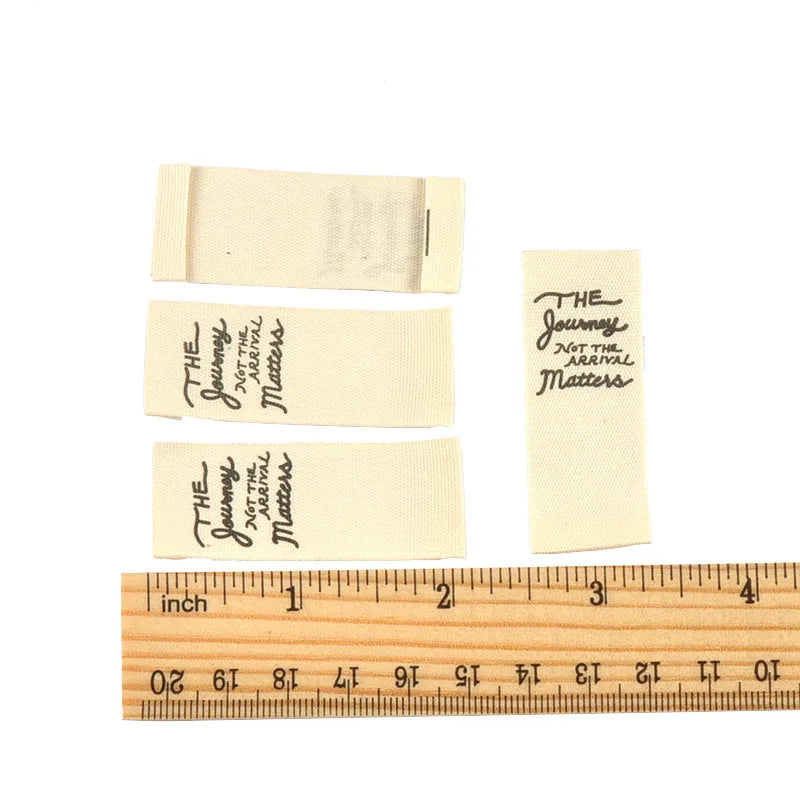 50pcs 19.5-44mm Random Mix Simple Beige Printed Labels For Clothing DIY Hats Bags Sewing Decorative Handmade Accessories C3782 Qme 4