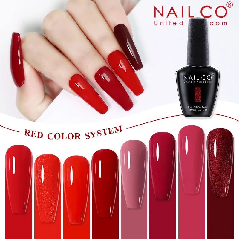 NAILCO Red Gel Nail Polish Wine Purple Semi Permanent Soak Off UV Qme