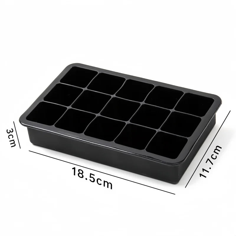 8/15 Grids Silicone Ice Cube Tray Square Ice Cube Mold Reusable Ice Cube Mold for Whiskey Cocktail Juice Drinking Qme 15 Grids-WG