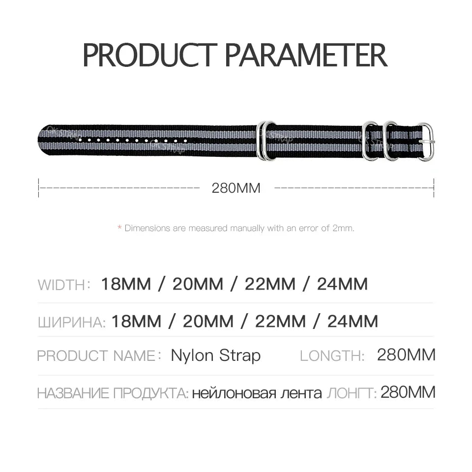 Durable Nylon Watch Strap Army Sport Style Watch Band 18/20/22/24MM 41 Colors Replacement Watch Accessories Qme