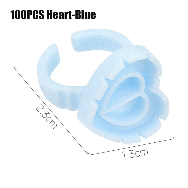 50 Wholesale Disposable Eyelash Glue Fan Cup Rings Holder Container Qme 100P Heart-Blue China Mainland