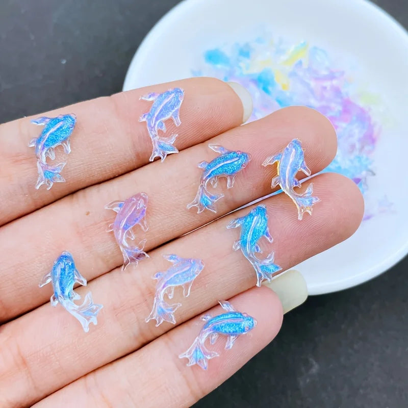 100Pcs/300pcs Mini Goldfish Resin Statue - Color Mixed, Nail Art Accessories, Perfect Jewelry and Accessories DIY Nail Art Acces Qme