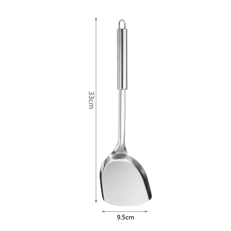 Stainless Steel Turner Long Handle Slotted Shovel Non-stick Steak Qme A1