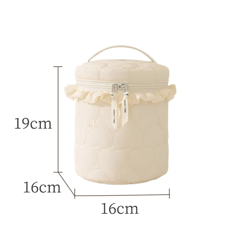 A New Bow Pattern Women Makeup Bag Toiletries Cosmetic Organizer Zipper Bag Travel Wash Pouch Cosmetic Bag Female Make Up Bags Qme beige