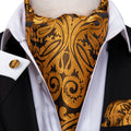 Hi-tie Mens Ascot Pocket Square Cufflinks Jacquard Paisley Floral Qme AS-1027