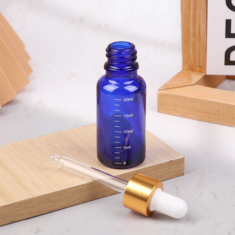 Dropper Bottles Blue Glass Reagent Eye Drop Pipette Scale Refillable Qme