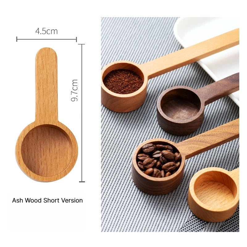A Black Walnut Wood Coffee Measuring Spoon, Solid Wood Weight Scoop for Coffee Powder Milk Powder Precise Gram Scale Spoon Qme Beech short
