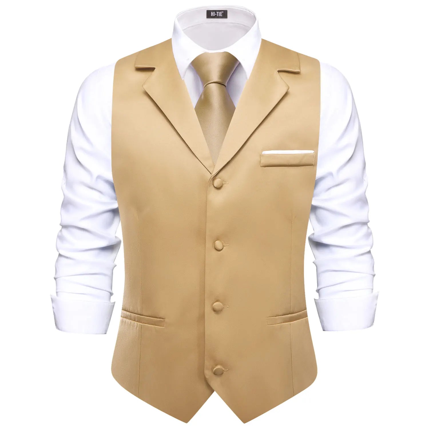 Hi-tie Dusty Pink Solid V-neck Men Vest Tie Jacquard Tuxedo Dress Qme N-3863-MD-3389 M