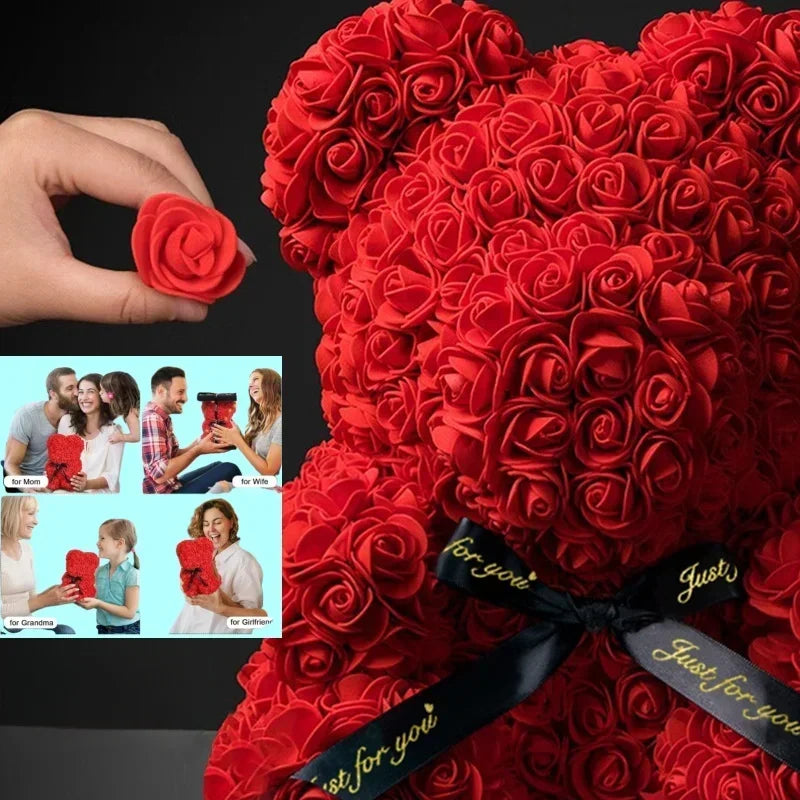 Artificial Flower Eternal Rose Teddy Bear Mom Mother's Day Birthday Qme