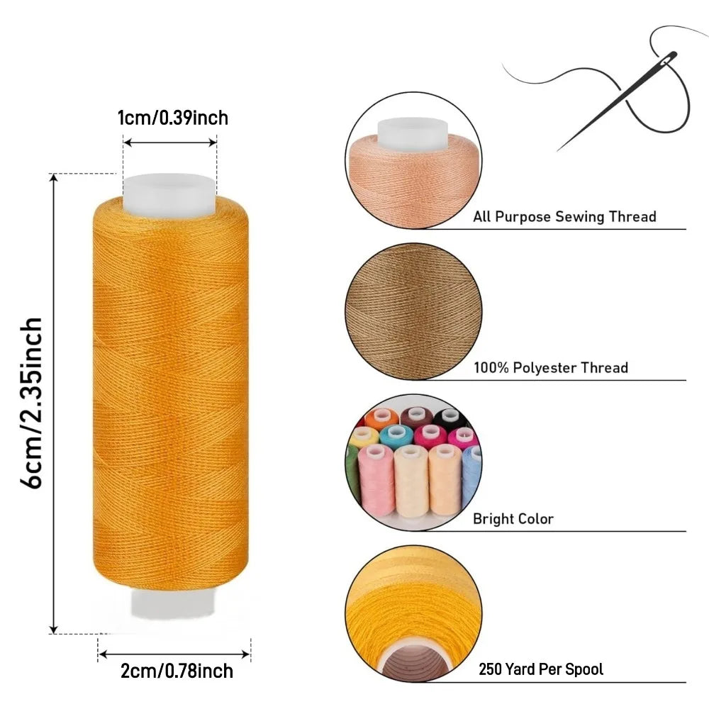 6 Rolls Polyester Sewing Thread Set Assorted Colors Polyester Sewing Machine Thread for Home DIY Manual and Mechanical Sewing Qme