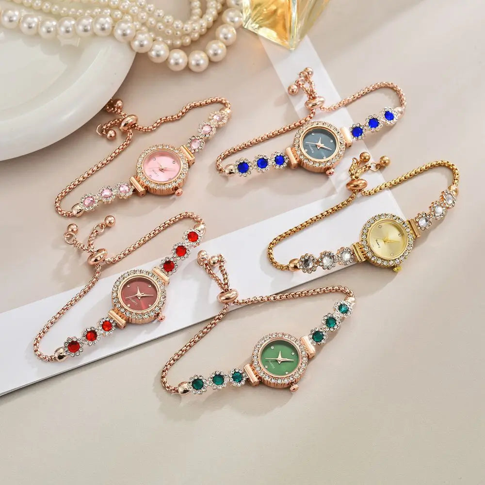 Fashion Rhinestone Women Watches Diamond Flowers Bracelet Ladies Quartz Wristwatch Qme