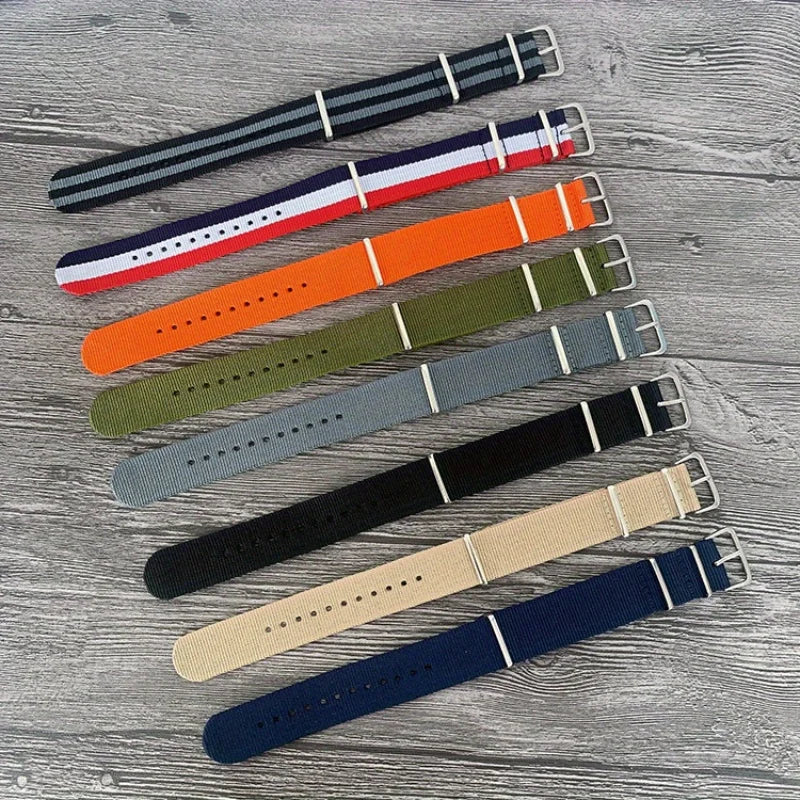 Nylon Watch Strap 22mm Canvas Replacement Watch Band Stainless Steel Buckle Waterproof Sports Wristband For Men Women Watches Qme