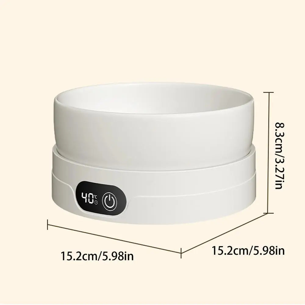 Heated Water Bowl for Dogs 4 Temperature Settings Pet Drinking Plate Thermal Heated Water Bowl for Chickens Ducks Birds Animals Qme White