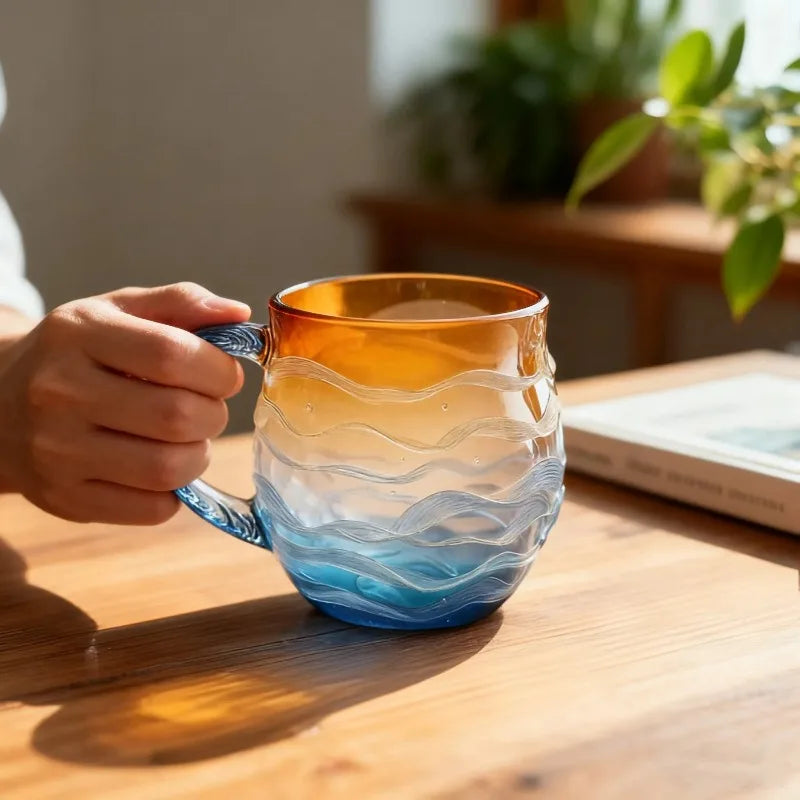 Sea Glass Sunset Borosilicate Ocean Cup Cloud Qme