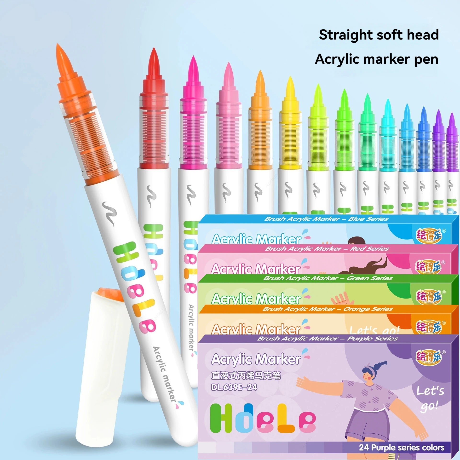 24 Colors Soft Brush Tip Acrylic Paint Markers Set,Waterproof Quick Dry for Fabric,Canvas,Ceramic,DIY Projects & Art Supplies Qme