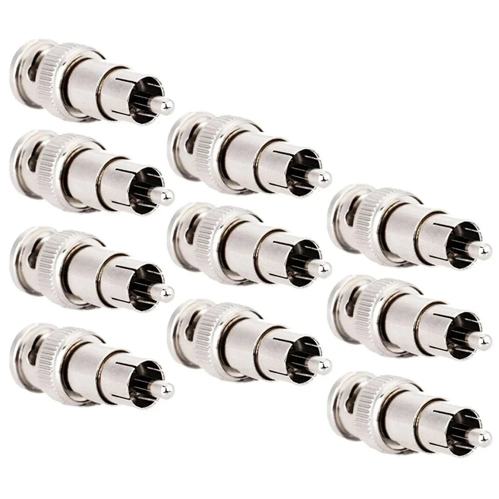 ESCAM 10pcs Wholesale BNC Male to RCA Female Coax Cable Connector Adapter F/M Couple for CCTV Surveillance Camera System Kit Qme