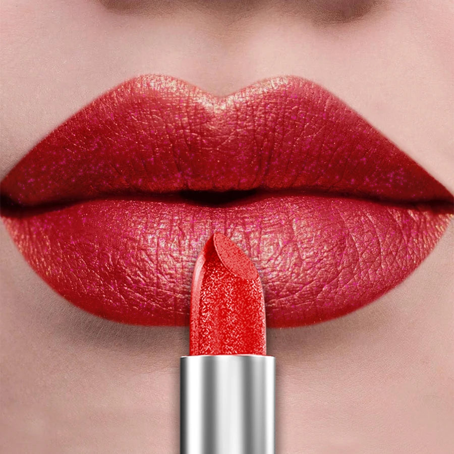 21Colors Bold Intense Glitter Shiny Metallic Lipstick Pearlescent Lip Qme 108