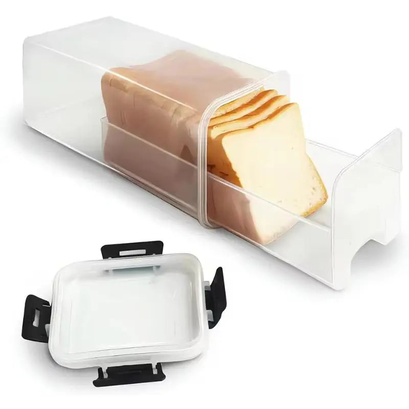 Bread Loaf Container Clear Airtight Box Lid Sandwich Holder Homemade Qme Black With drawers