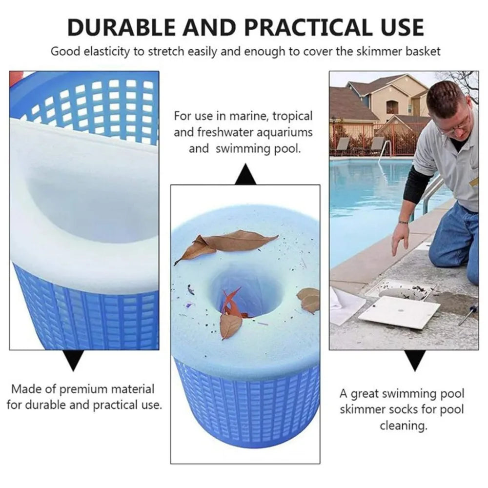 10/20/30PCS Cleaning Nylon Garbage Cover Dustproof and Fallen Leaf Garbage Collection Skim Filter Socks for Pool Cleaning Tools Qme