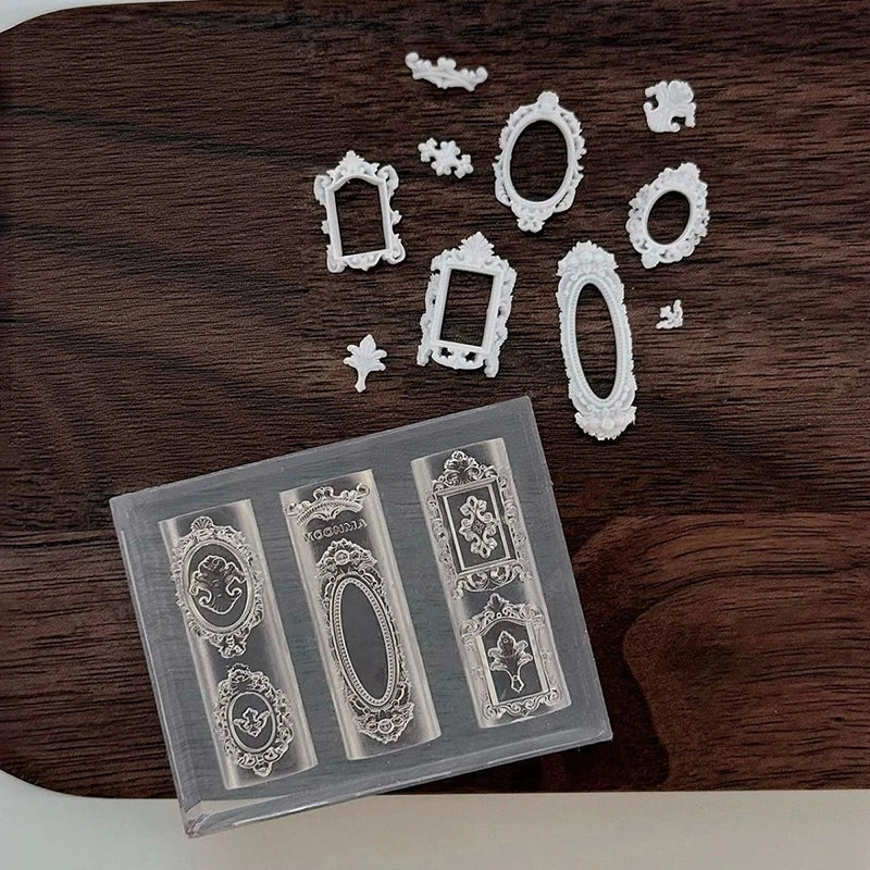 European Retro Photo Frame Shape Silicone Nail Mold Stamping Nails Qme