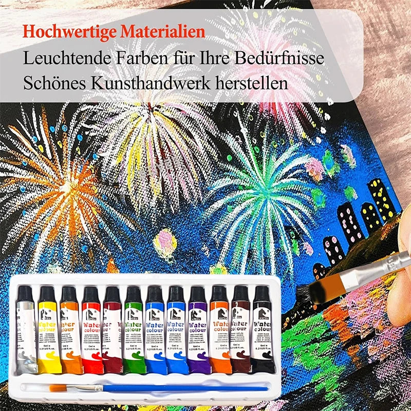 12 Colors Paint Acrylic Watercolor Glass Painting Pigment Waterproof Qme