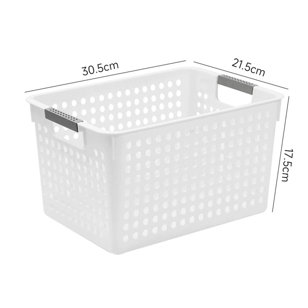 Storage Bin Plastic Basket Desktop Snack Toy Organizer Storage Box with Handle for Pantry Kitchen Bathroom Cabinet Qme
