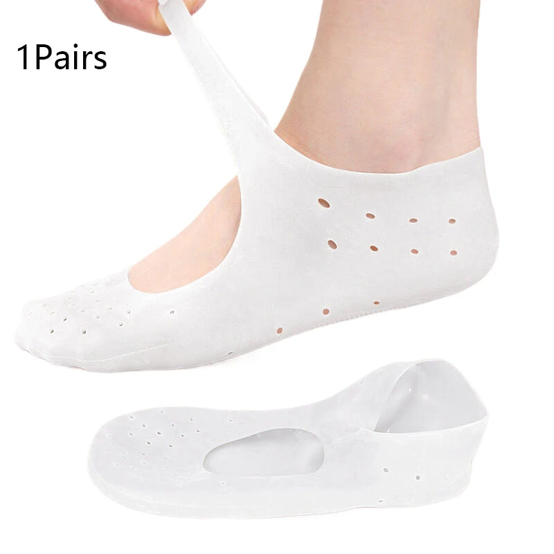 1Pairs S L Silicone Moisturizing Spa Socks Gel-infused Foot Care Qme White