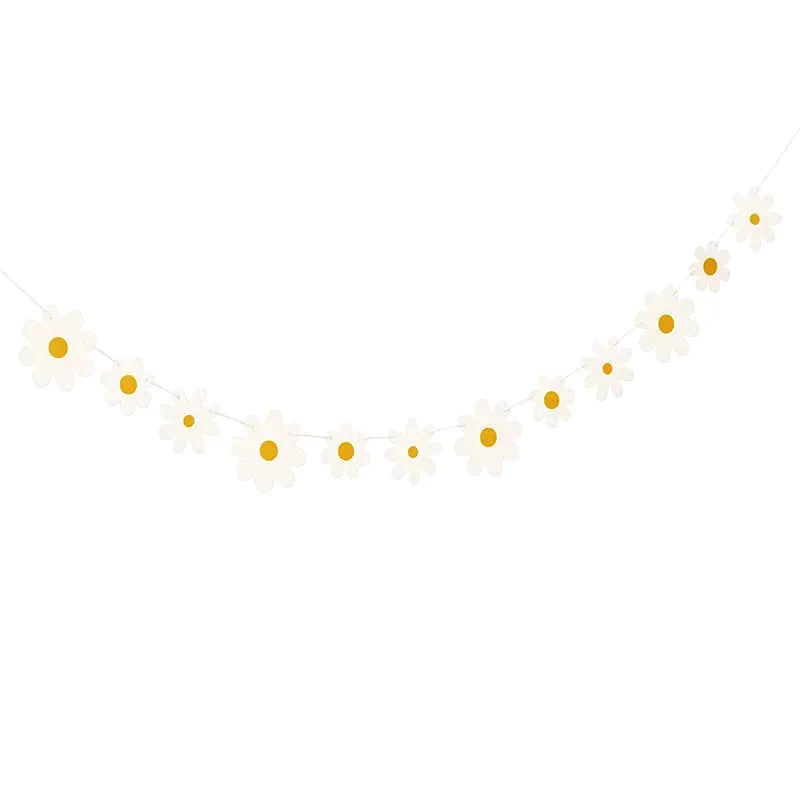 Daisy Banner Birthday Party Burlap White Flower Garland Confetti Flag Qme