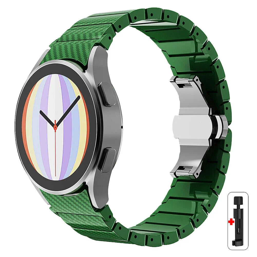 No Gaps Carbon Fiber Strap For Samsung Galaxy Watch 6 Classic 43 47mm 6/5 40 44mm 42 46mm Bracelet For Watch 5Pro Quick Fit Band Qme Green-tool Watch 6 classic 47mm