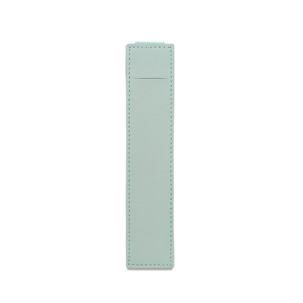 Pu Leather Pen Bag Elastic Buckle Book Notebook Fashion School Pen Case for Office Meeting Easy Carry Office Student Stationery Qme light blue