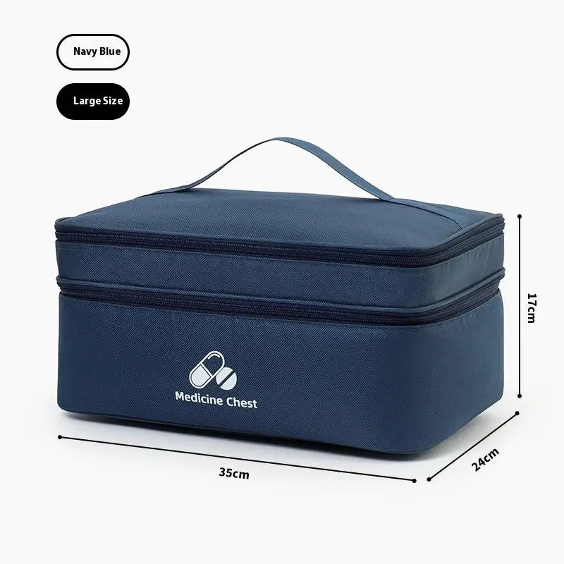 First Aid Home Travel Double Layer Classification Storage Drug Qme L Navy