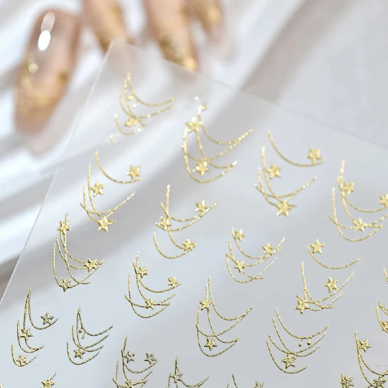 Star Nail Art Stickers Bronzing Flash Self Adhesive Sticker Charm Qme