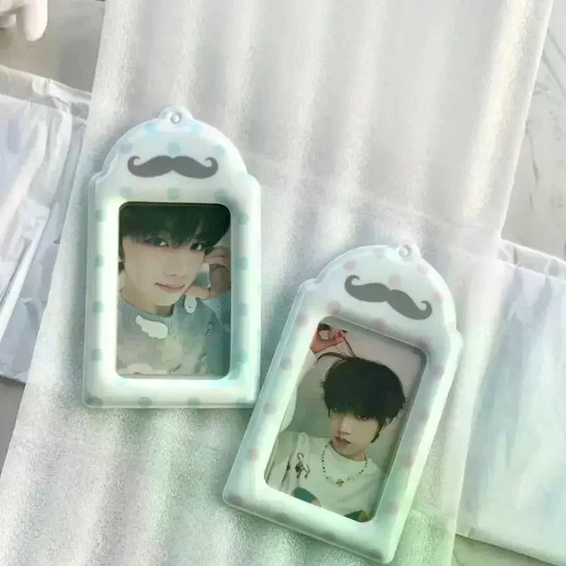 Polka Dot Mustache Print Card Holder Stylish PVC Kpop Photocard Meal Qme