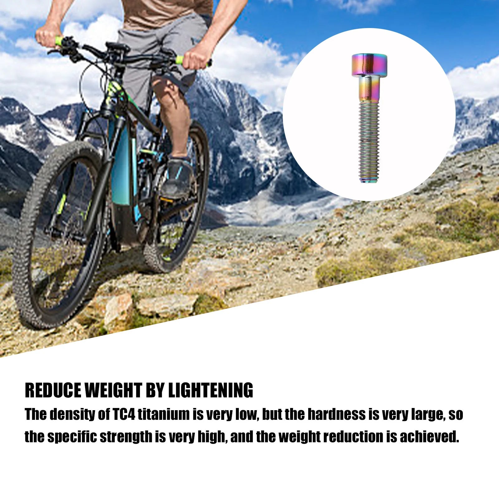 RISK Headset Stem Top Fixing Bolt M6x30mm Column Head Bike Stem Bolt Screw Titanium Alloy for Bike Repair Stem Top Bolt Qme