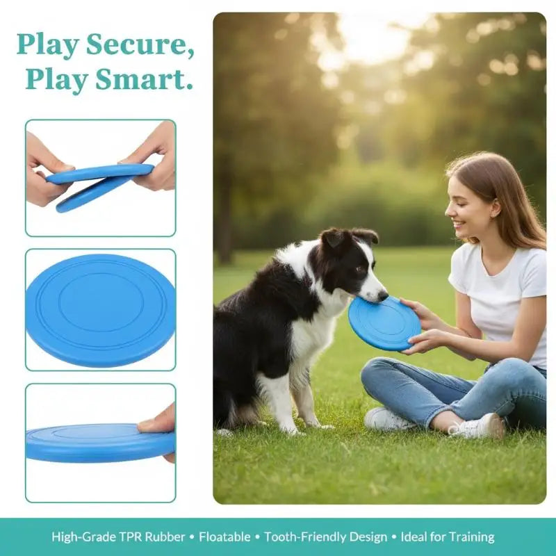 Interactive Silicone Flying Saucer Toy Dogs Cats Chew Resistant Disc Qme