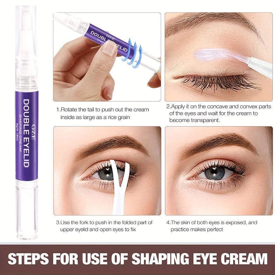 GZE Double Eyelid Pen, Skin Shaping Cream, Make Eyes Looks Bigger, Natural Look And Long Lasting Shaped, Double Eyelid Glue Qme