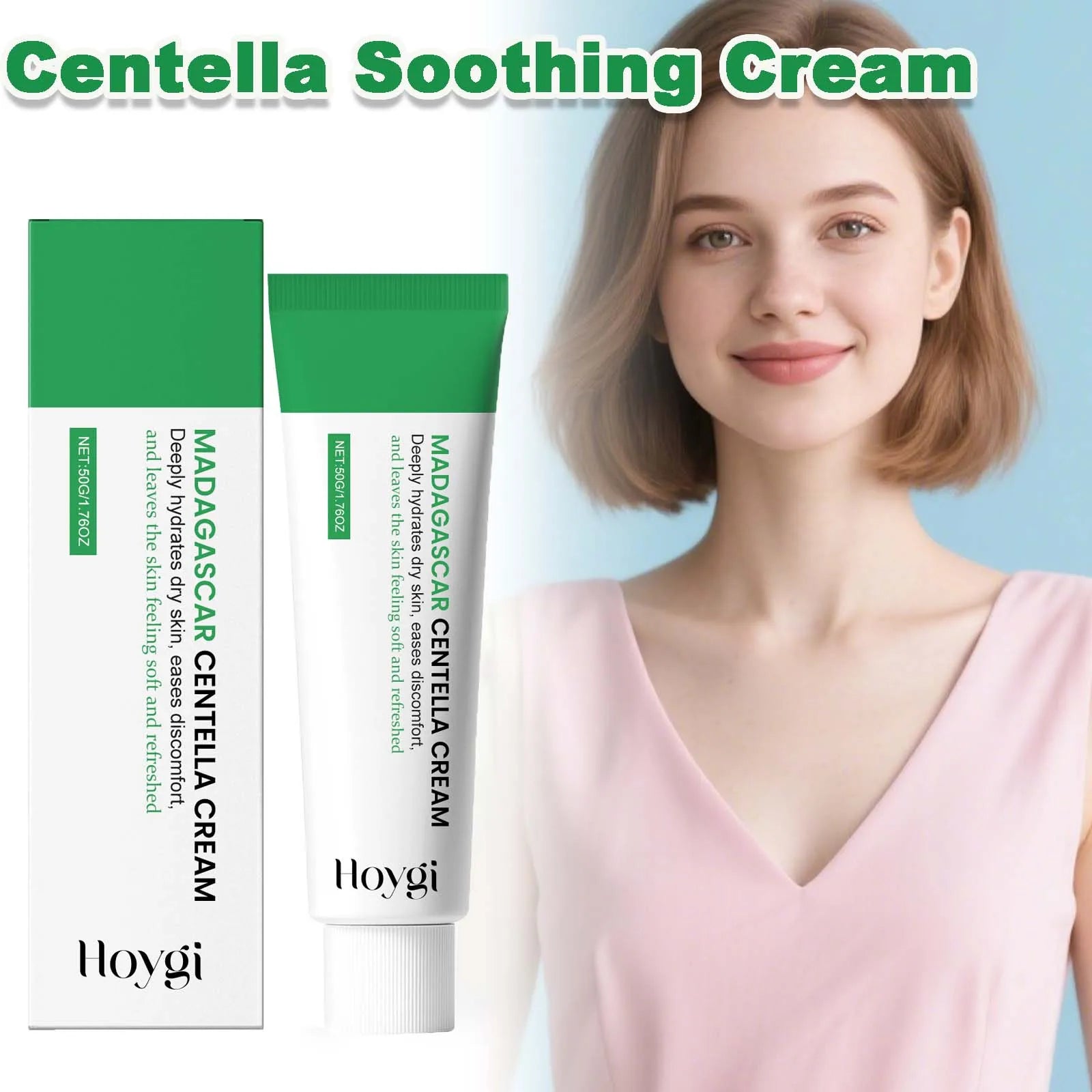 Centella Soothing Cream with Ceramide & B5 Face Repair Moisturizer Redness Relief Soothing Cream for Dry Sensitive Skin Qme