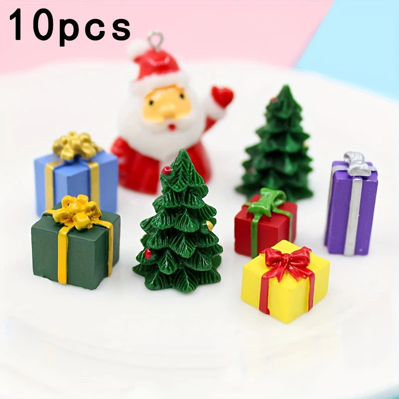 10 pieces of home decoration, holiday resin accessories, 3D Christmas tree DIY decoration Qme green
