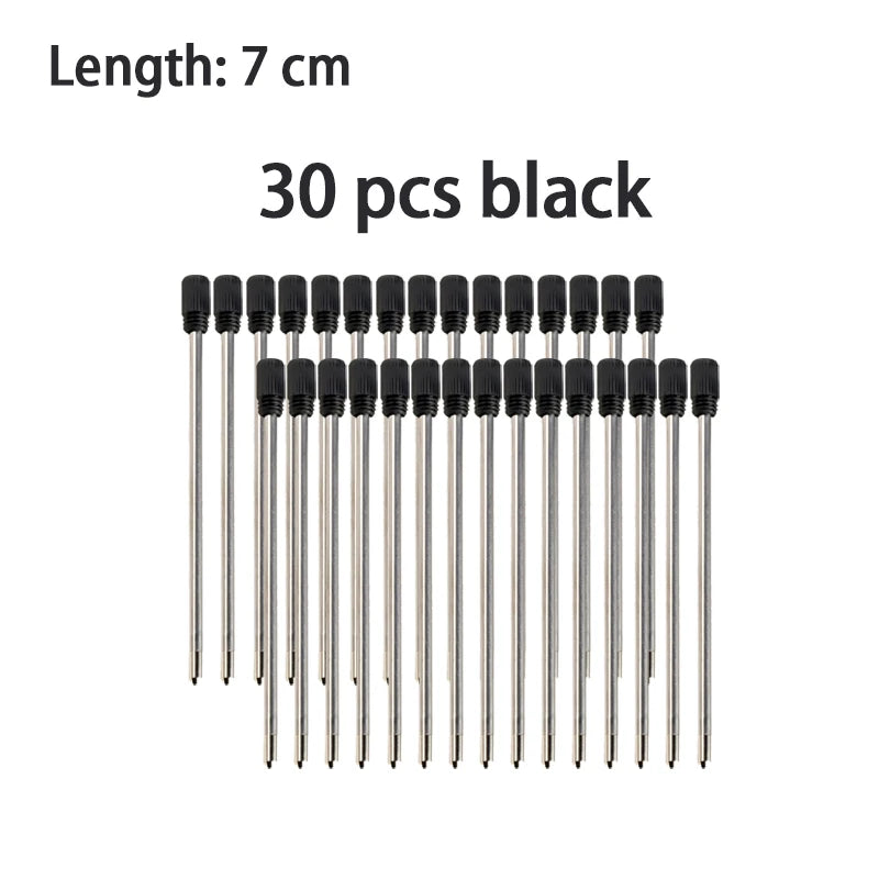 30/50/100 Pcs 7/8.2/11.5cm Ballpoint Pen Refills 0.7mm Medium Tip Blue Black Ink Refill Rods Office Student Writing Stationery Qme 7cm-30 black