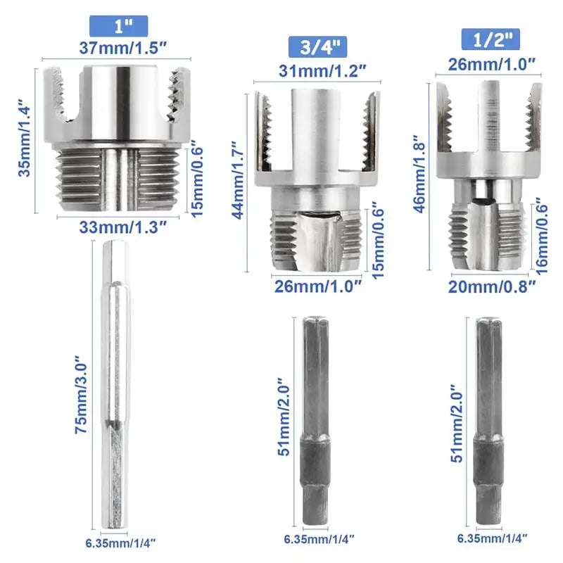1/2-1 Inch Internal & External Threading Tool, Portable Plastic Pipe Threader for PVC/PPR/MPP Conduit Installation Qme 1set