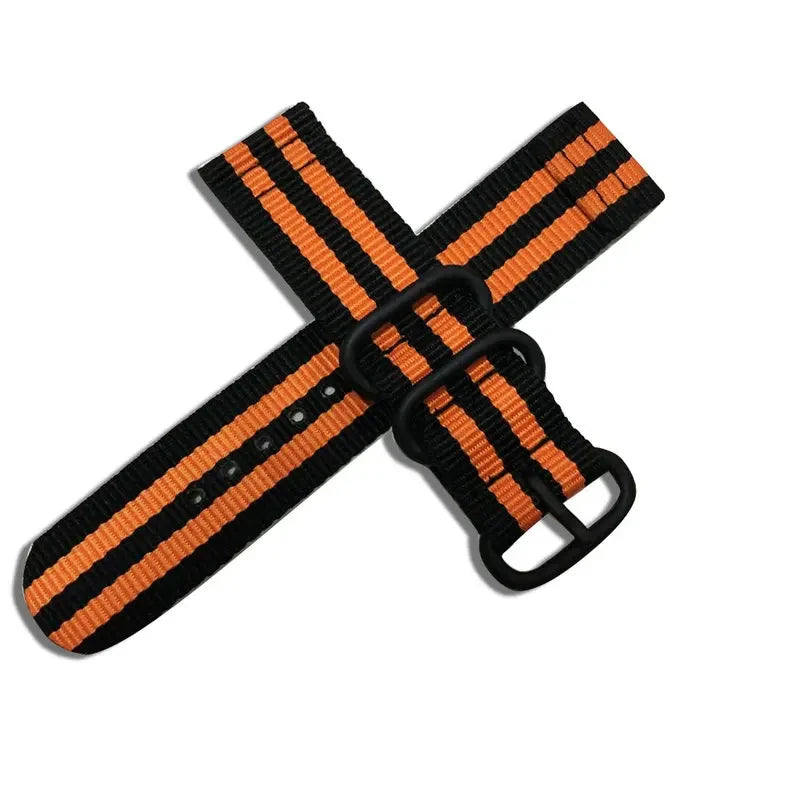 18mm 20mm 22mm 24mm Nylon Fabric Watch Bands Sport Strap For Samsung Galaxy Watch 3 Band Bands Amazfit GTR GTS Huawei GT2 Qme Black Orange 18mm