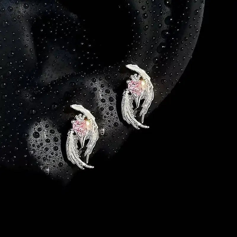 Y2K Silver Wing Heart Cartilage Earrings Star Cross Snowflake Dangle Stud Earrings For Women Punk Party Jewelry Qme A5