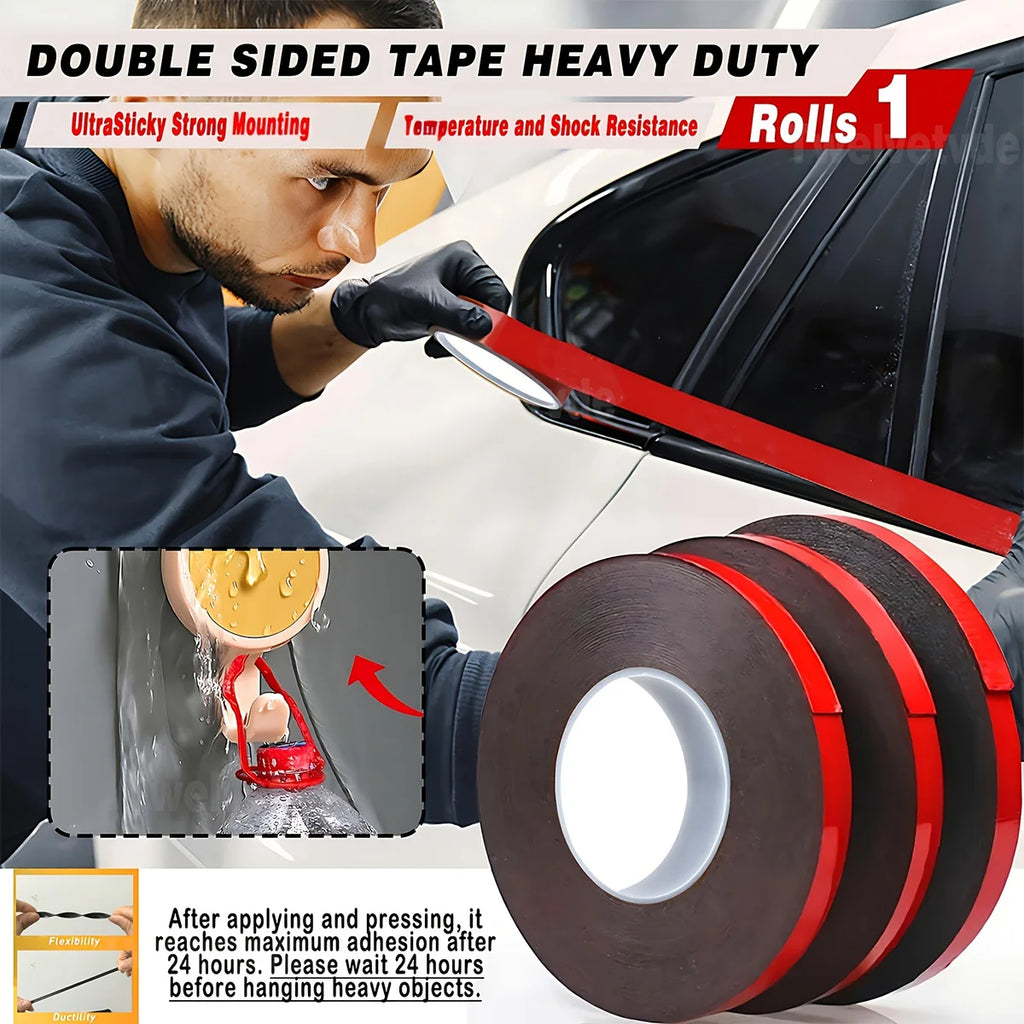 Super Strong Double-Sided Adhesive Foam Tape for Car Mounting And Fixing - Permanent Durable Pad Special Tape Qme 25M 6MM