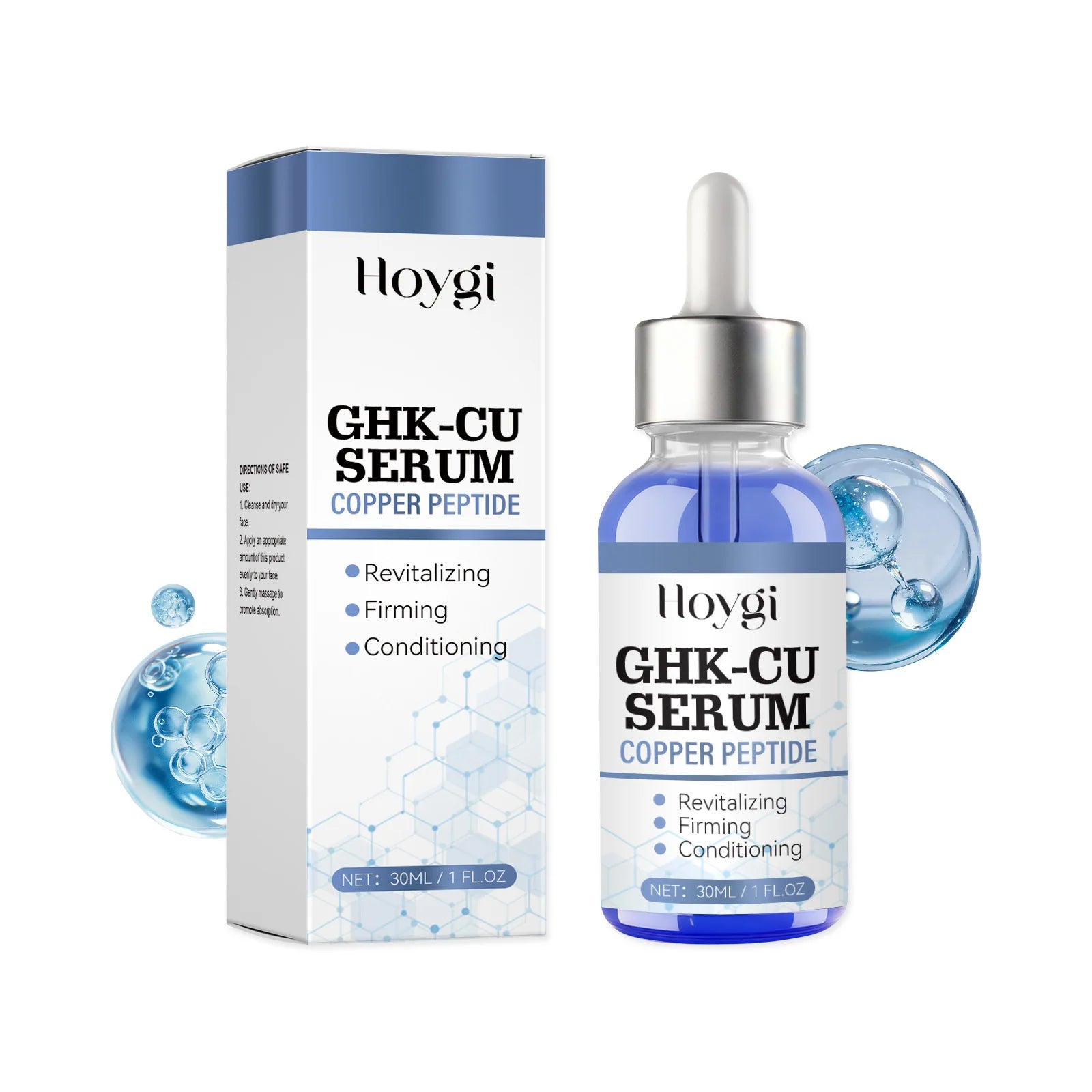Copper Peptide Serum Anti Aging Face Serum Firming Lifting Fade Fine Lines Pore Shrinking Moisturizer Hyaluronic Acid Skin Care Qme 30ml Boxed