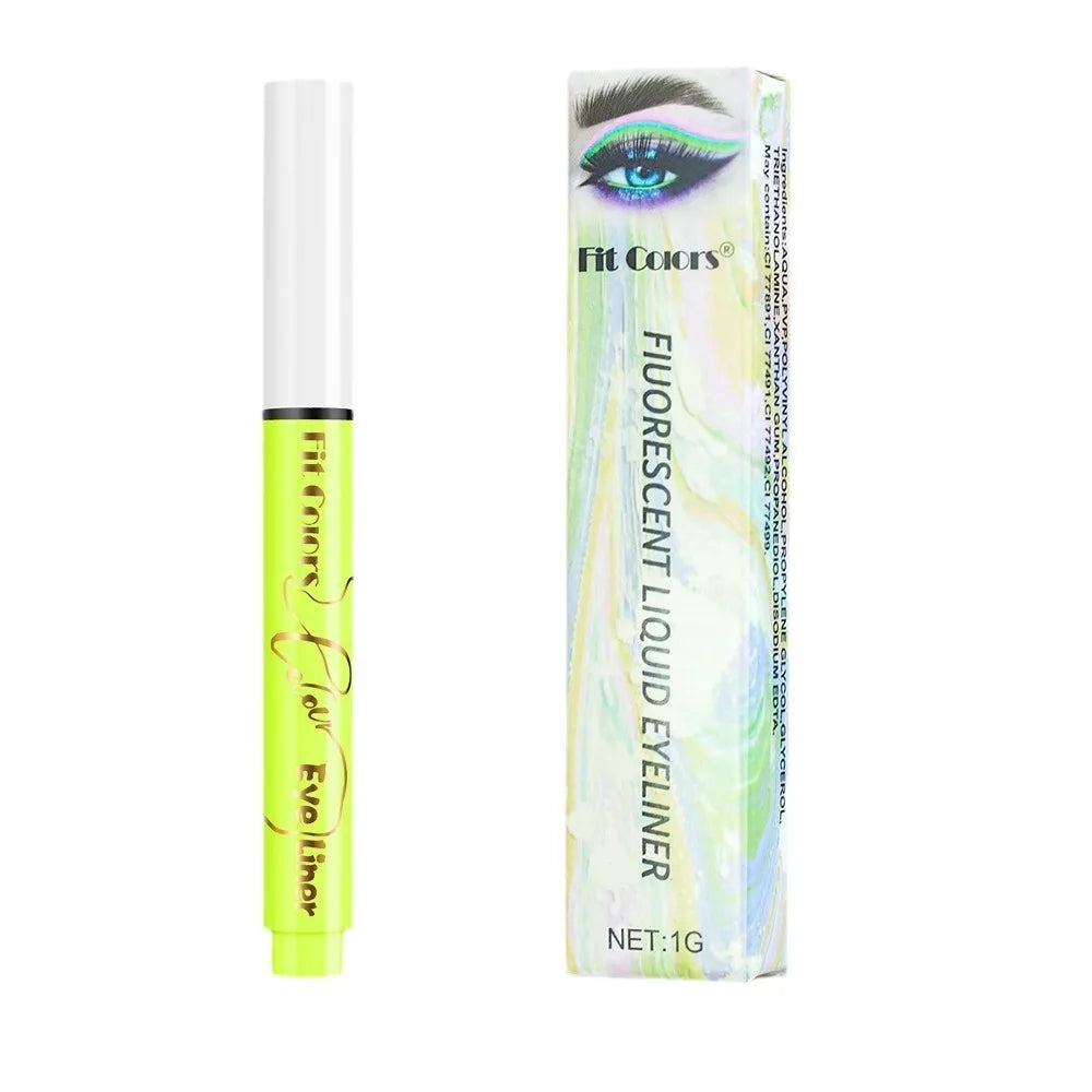 12Colors Liquid Eyeliner Neon Colored Halloween Liner Eyeliner Pen Waterproof UV Blacklight Fluorescent Face Body Paint Makeup Qme